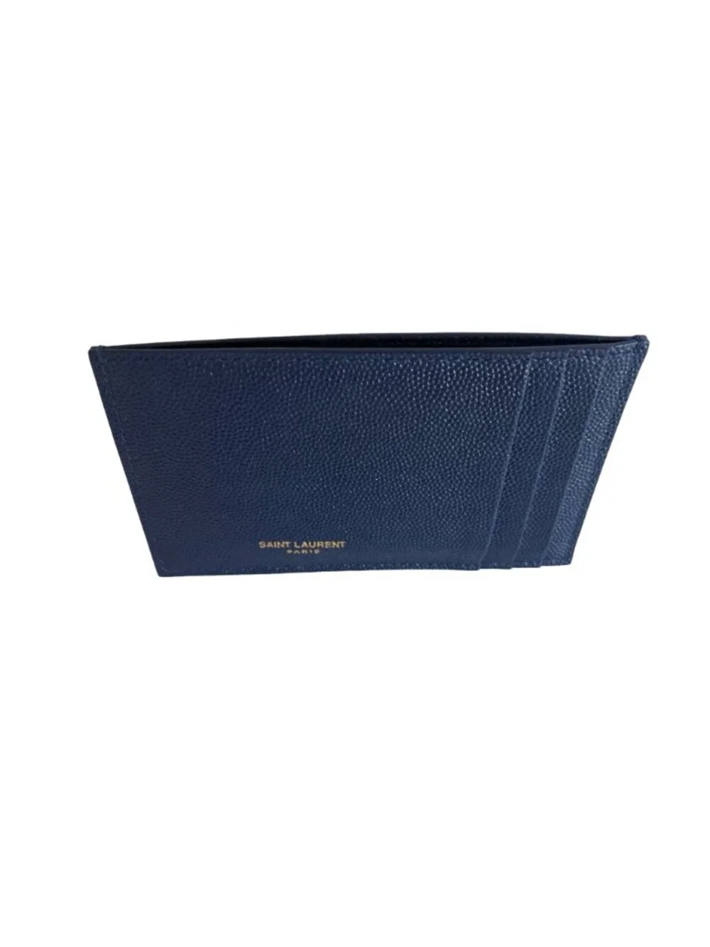 Saint Laurent Navy Leather Card Case With Gold Logo - Picture 3 of 3